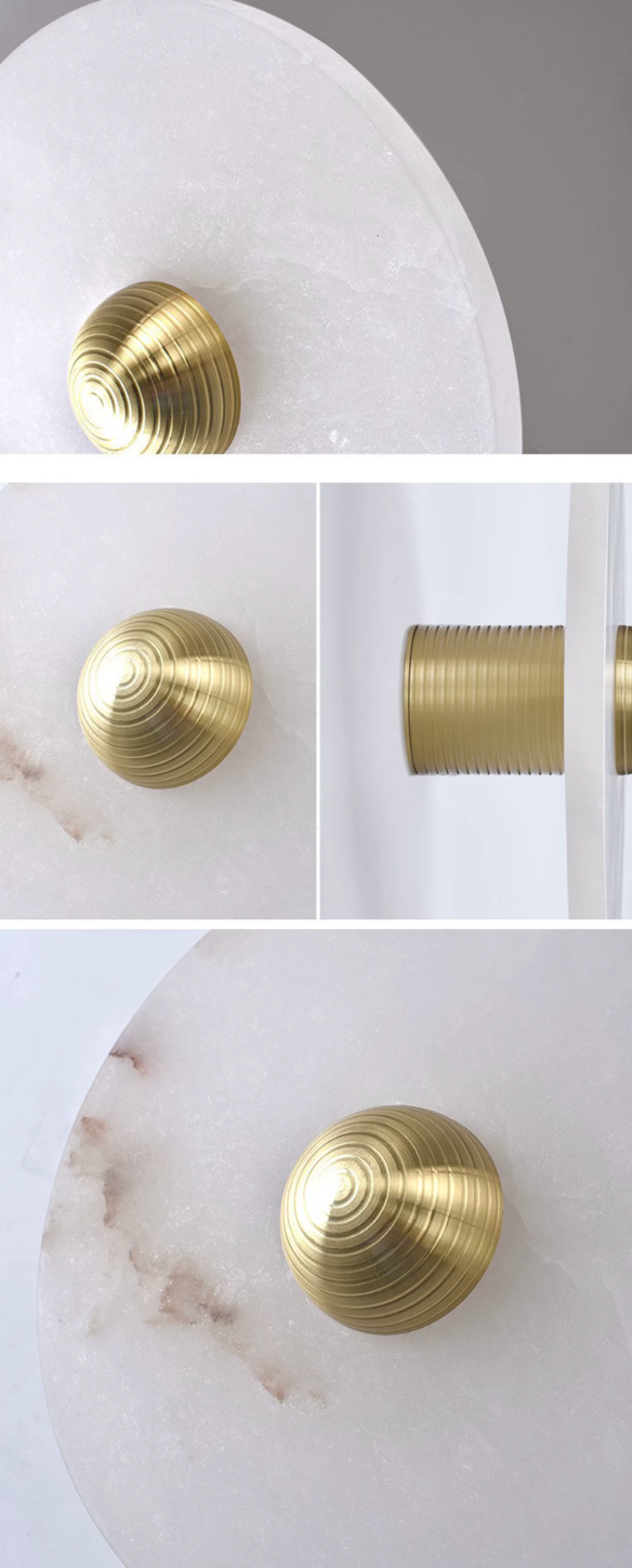 Minimalist round marble wall lamp with LED light for bedroom and living room