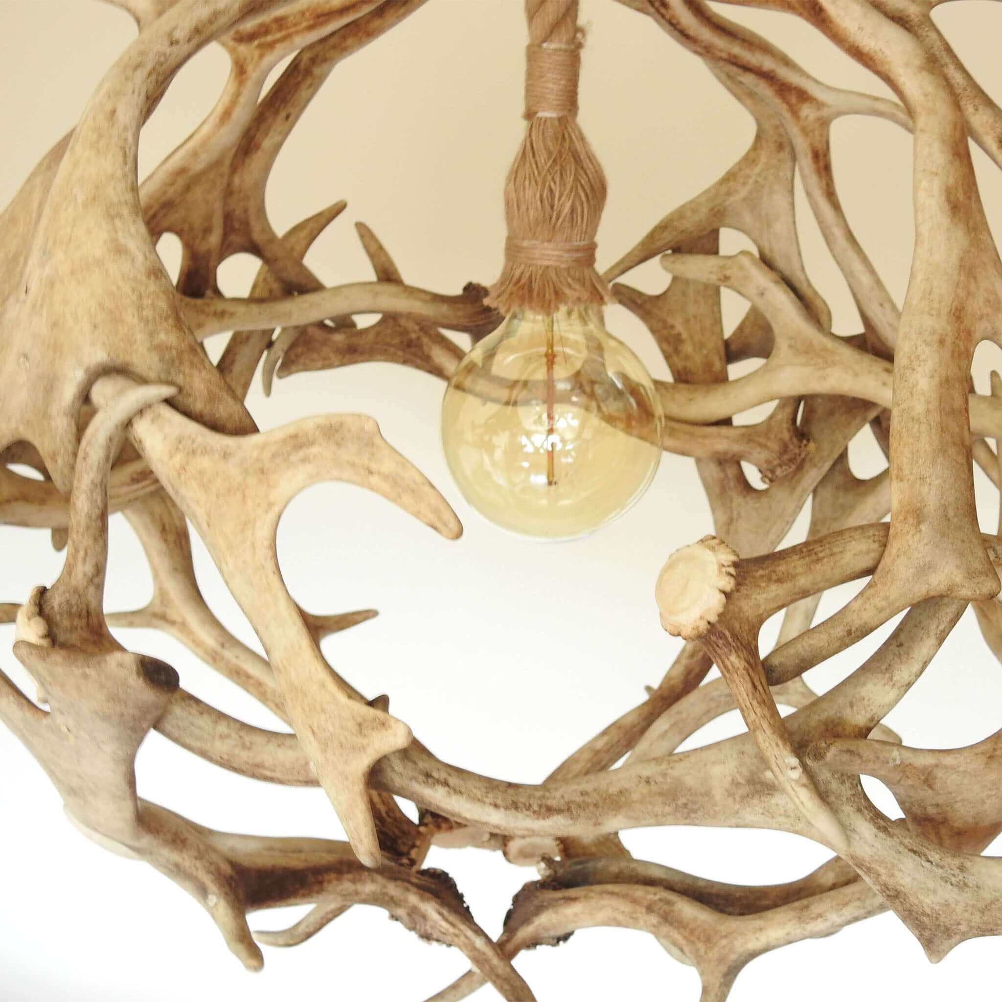 White ball antler chandelier