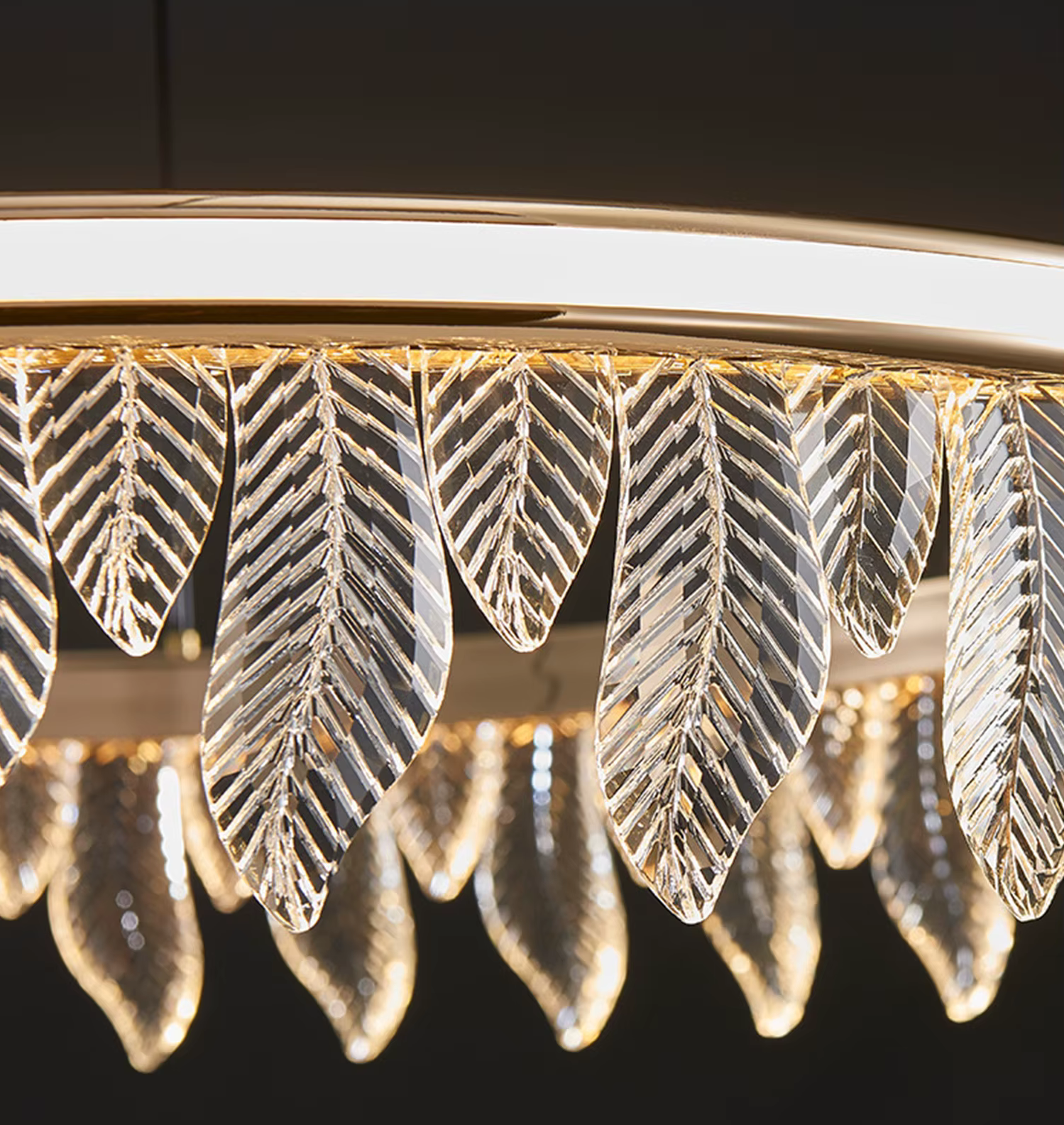 Modern LED crystal chandelier pendant ceiling lamp with gold finish for dining and living room