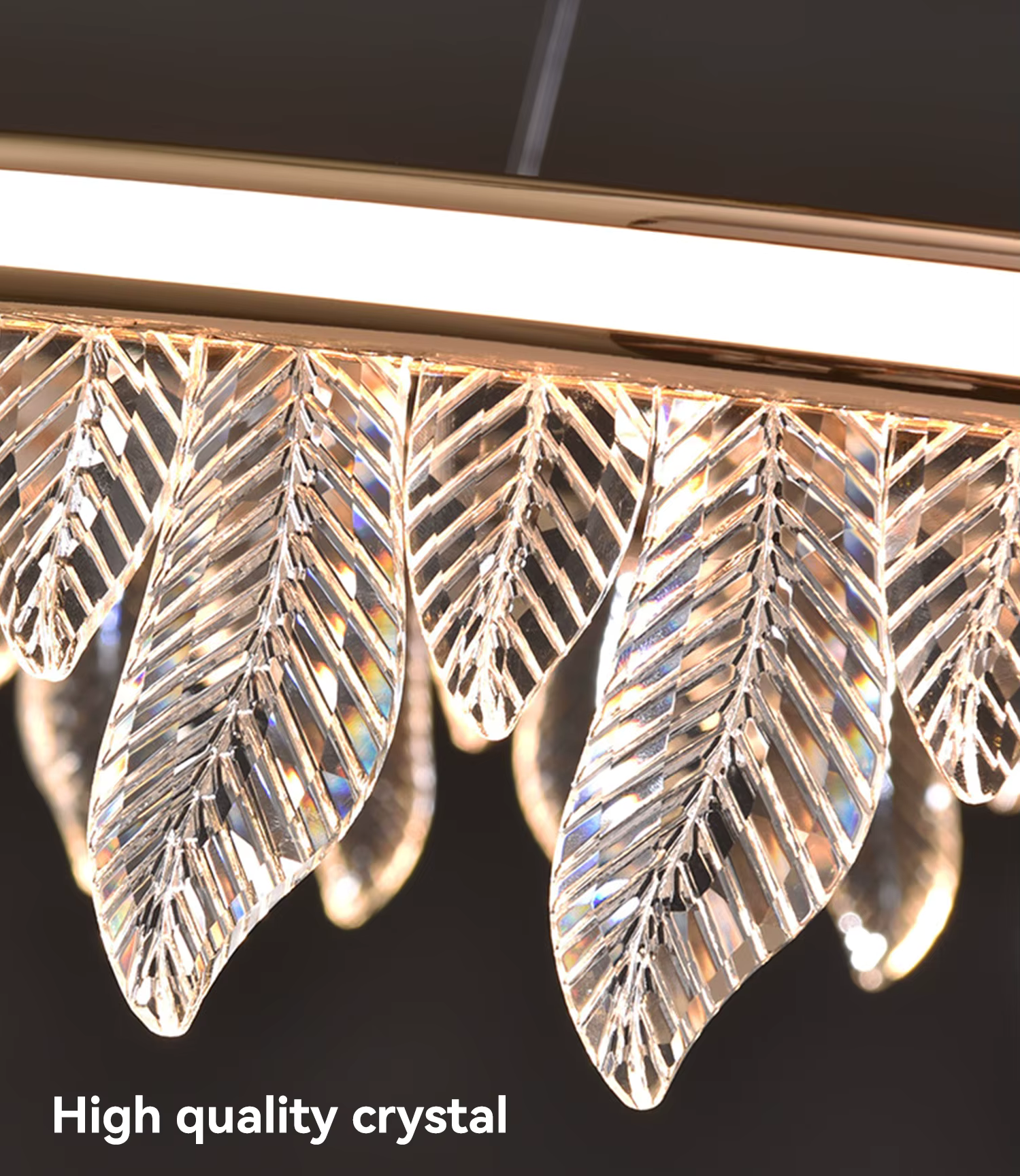 Modern LED crystal chandelier pendant ceiling lamp with gold finish for dining and living room