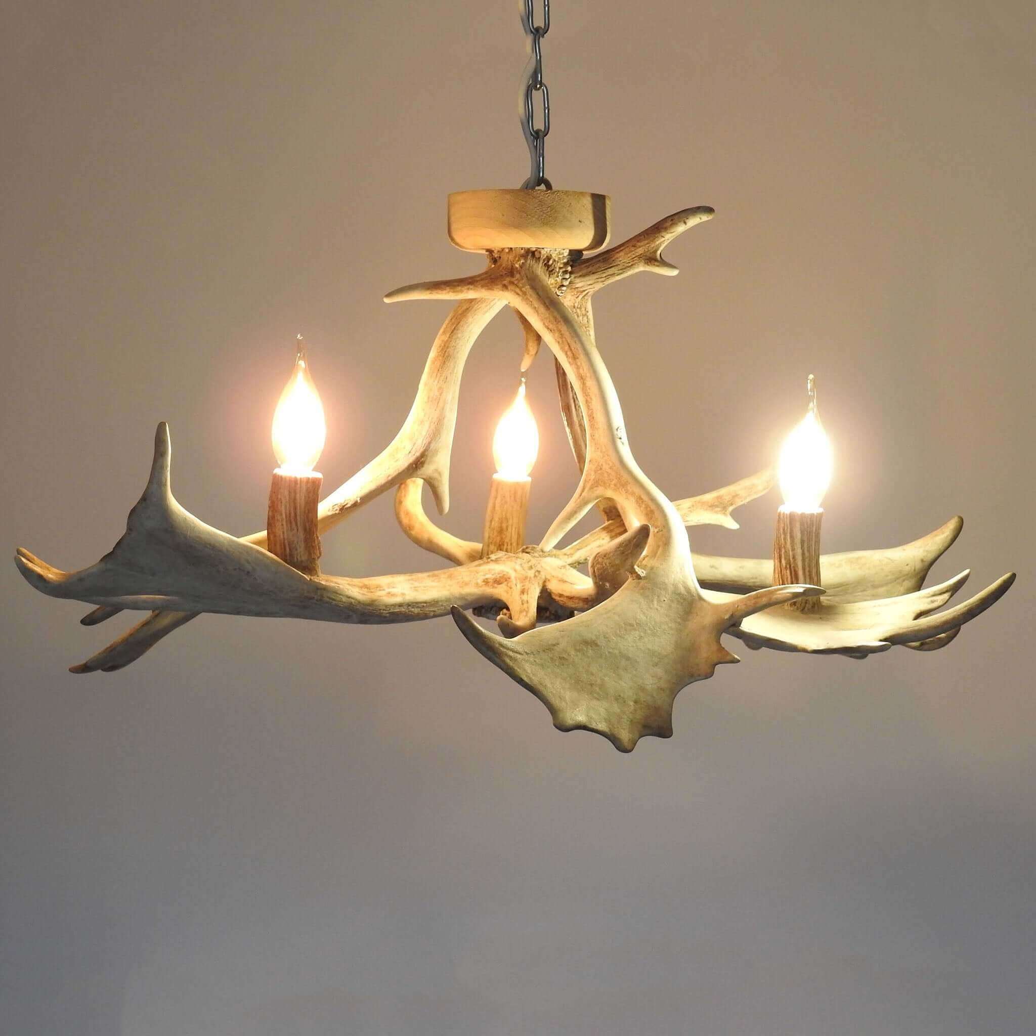 White real low ceiling antler chandelier