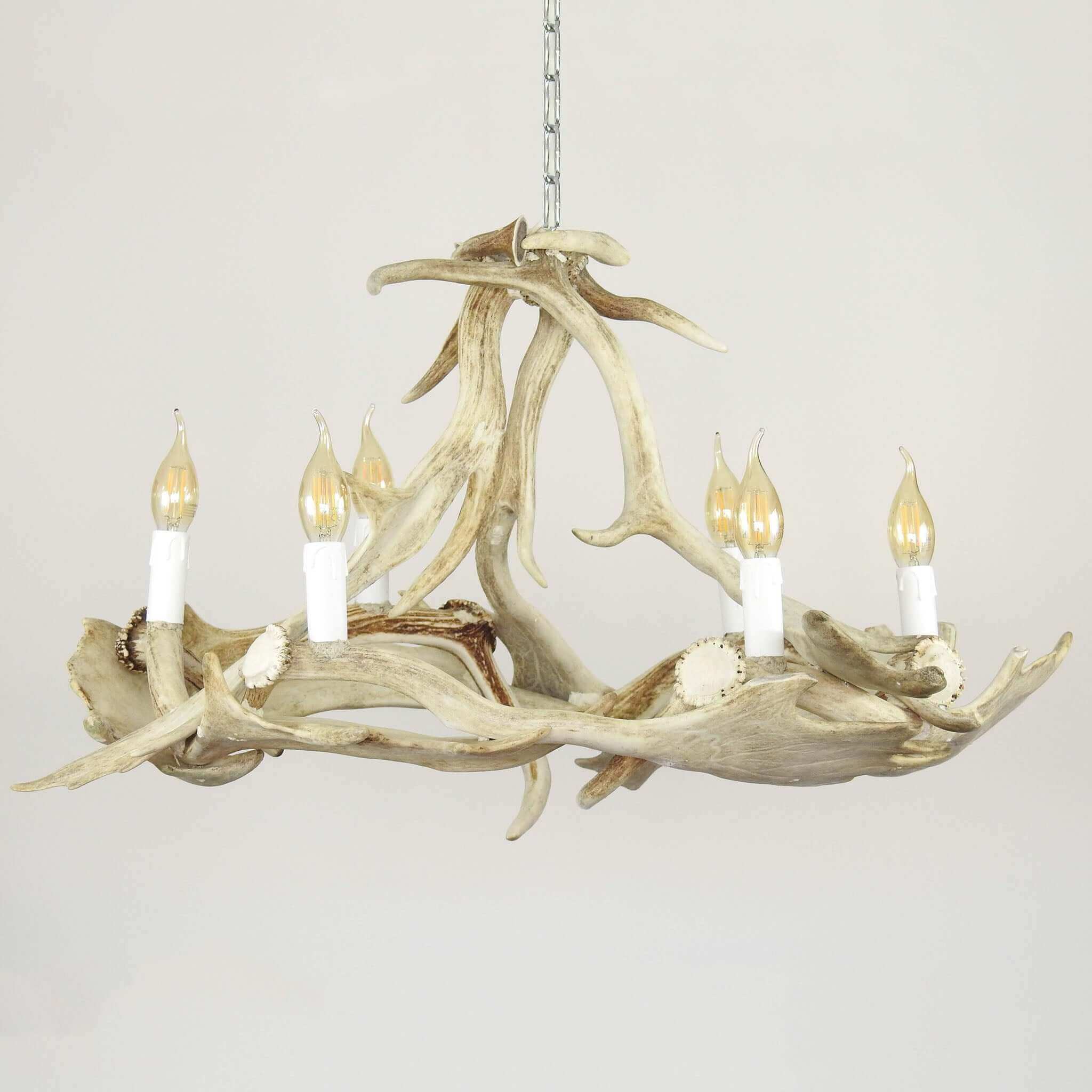 White modern fallow antler chandelier