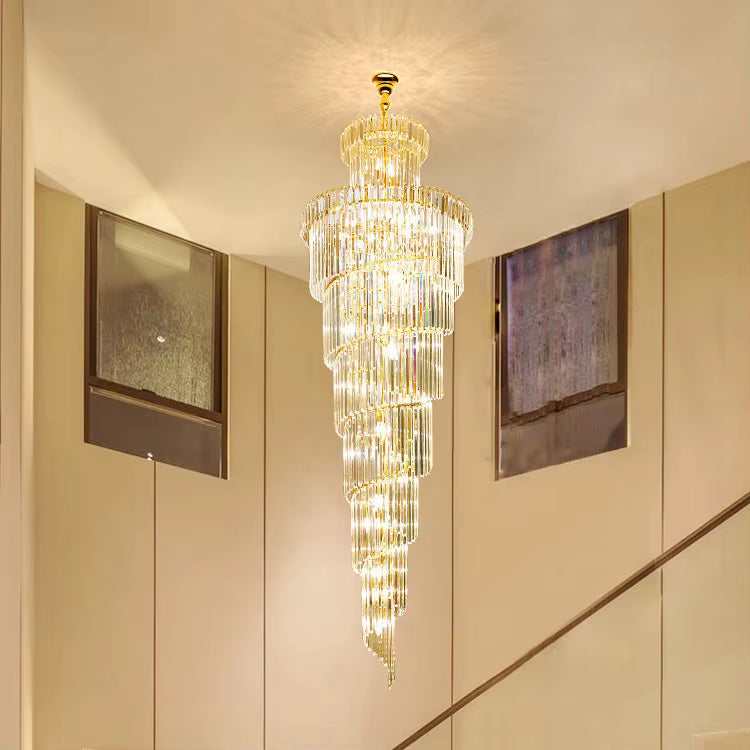 Crystal luxury spiral chandelier for high ceilings