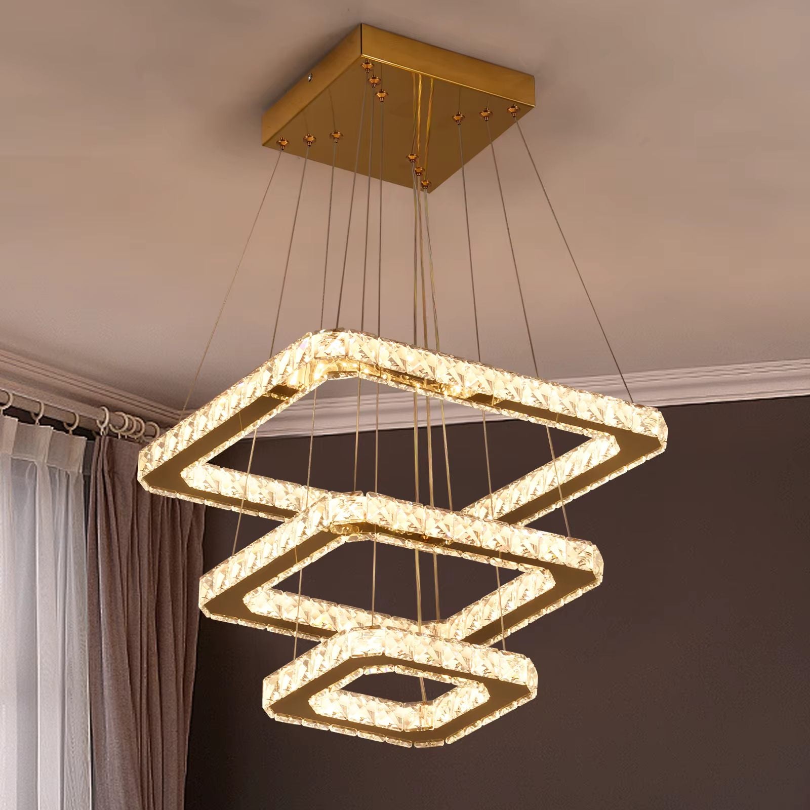 Square crystal LED ceiling light