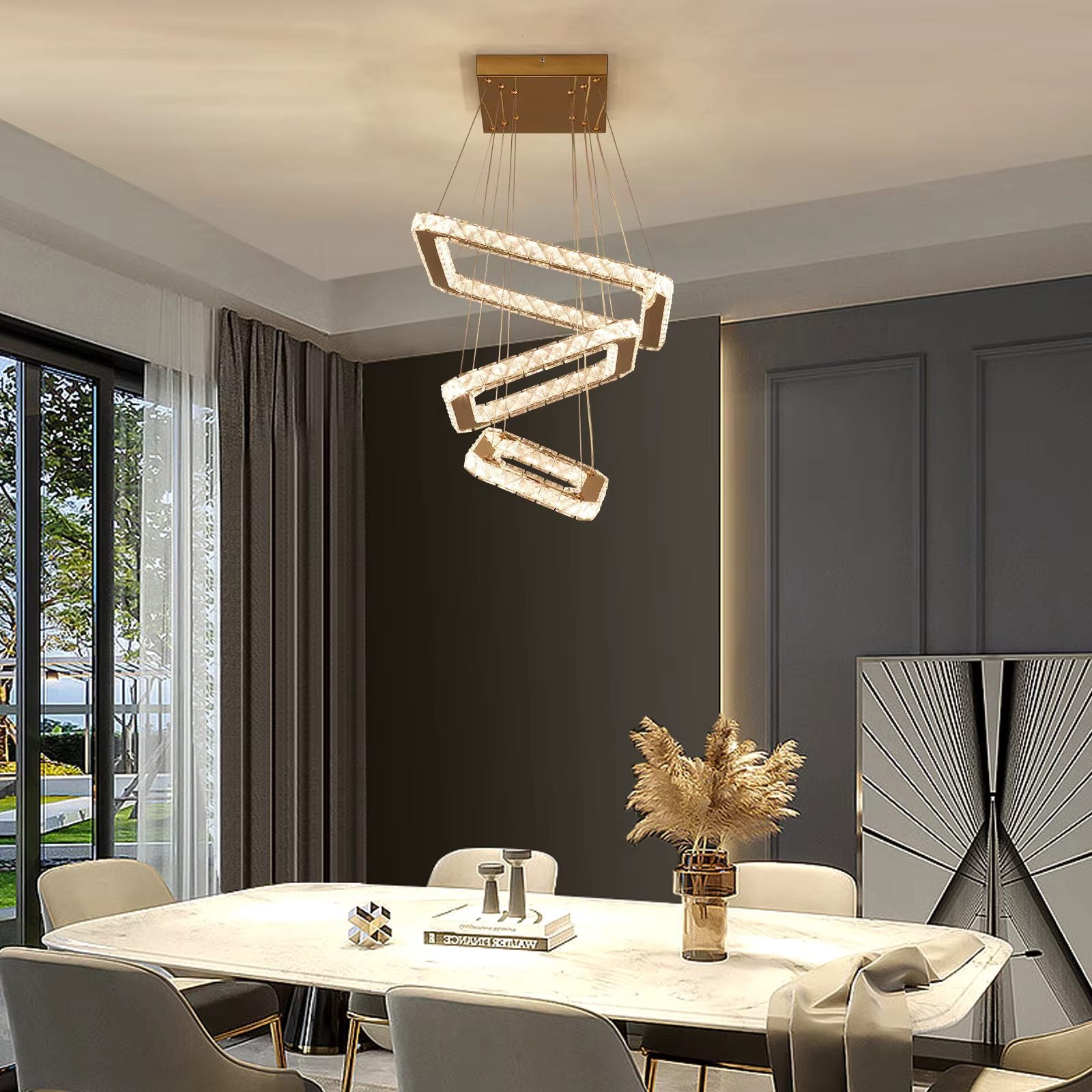 Square crystal LED ceiling light