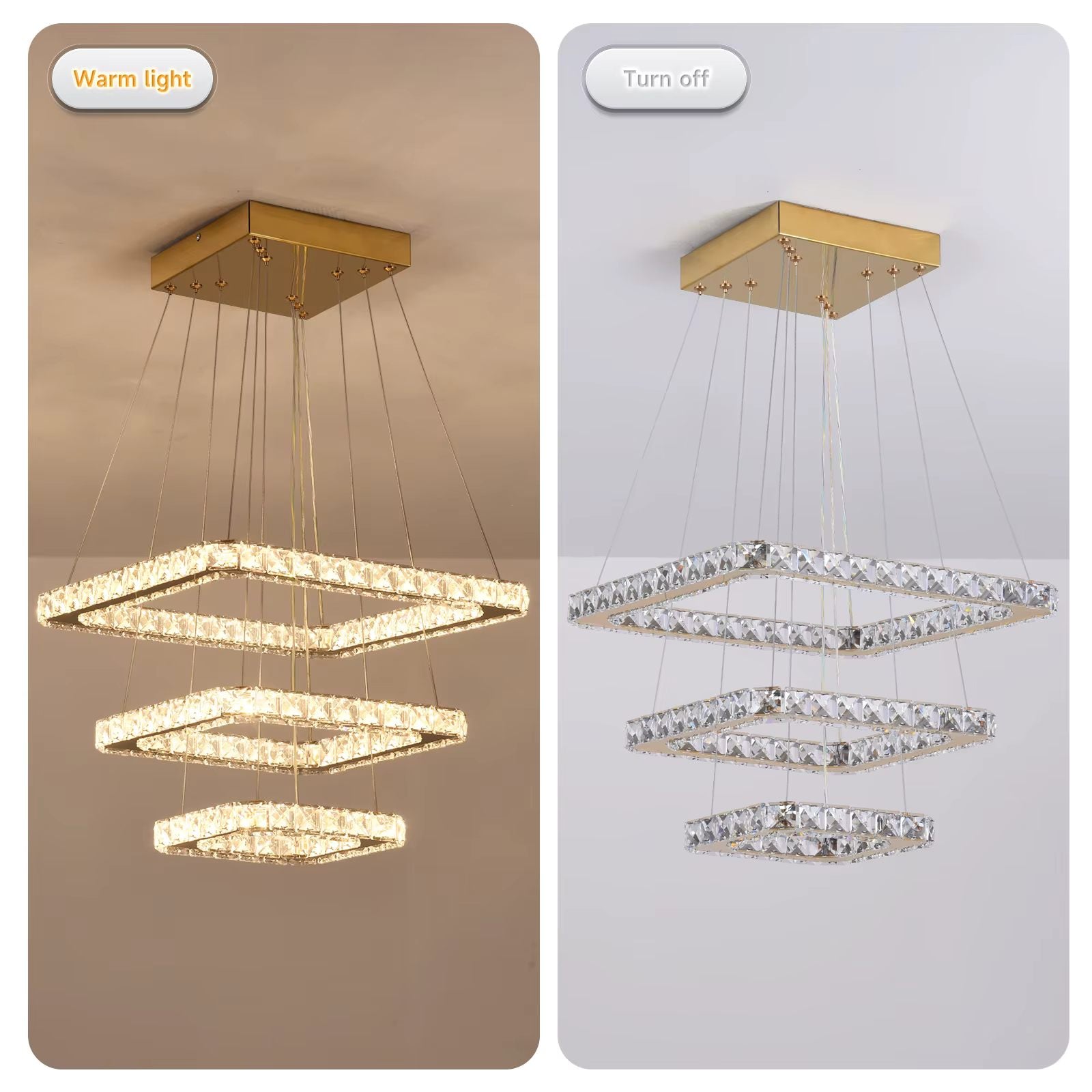 Square crystal LED ceiling light