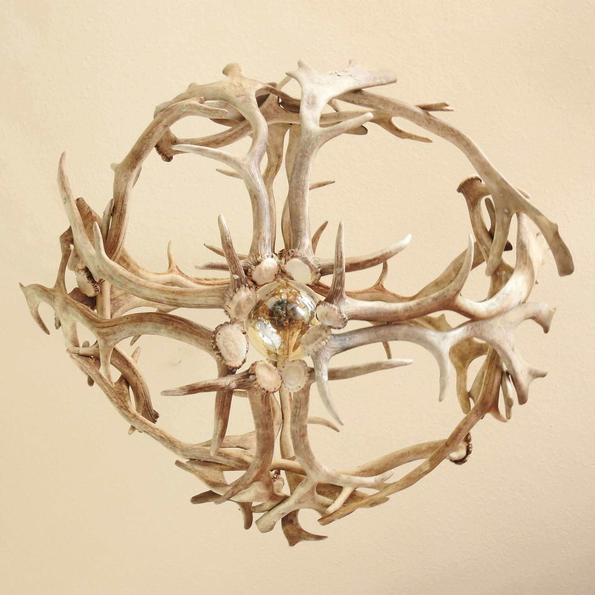 White ball antler chandelier