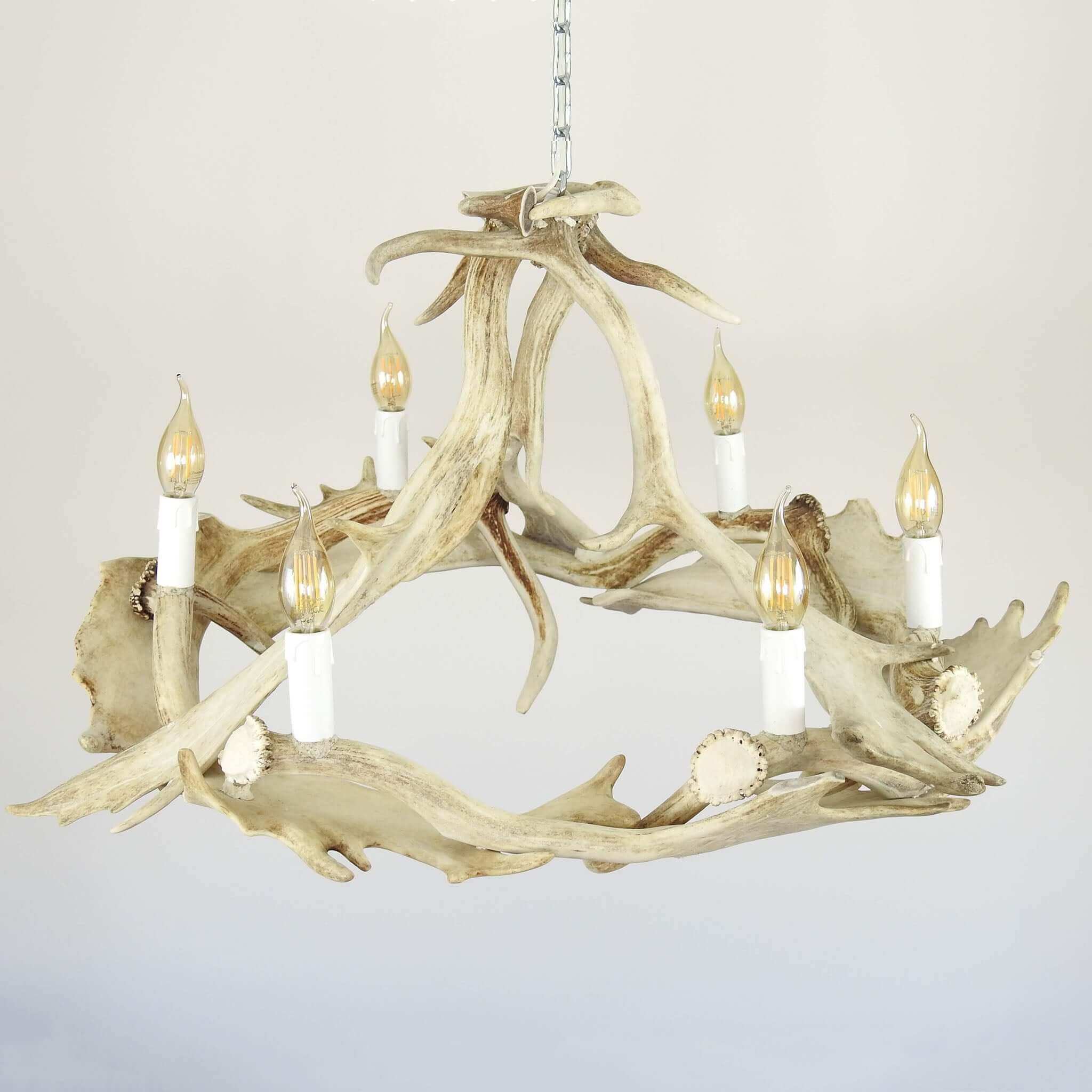 White modern fallow antler chandelier