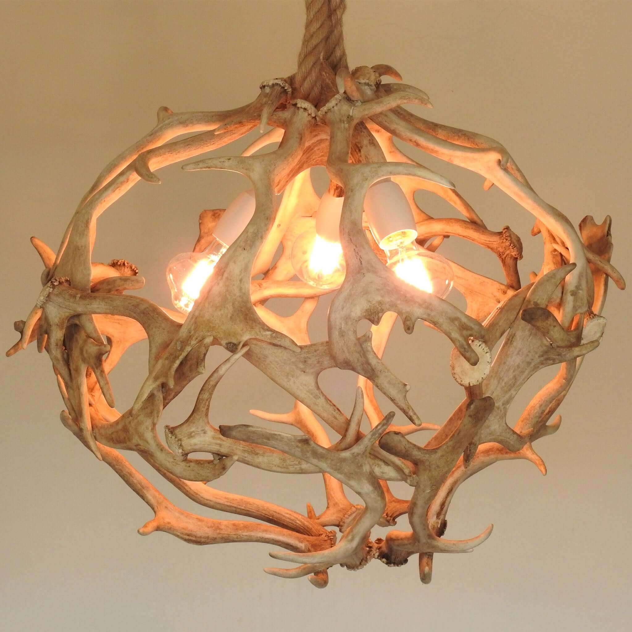 Real white ball antler chandelier