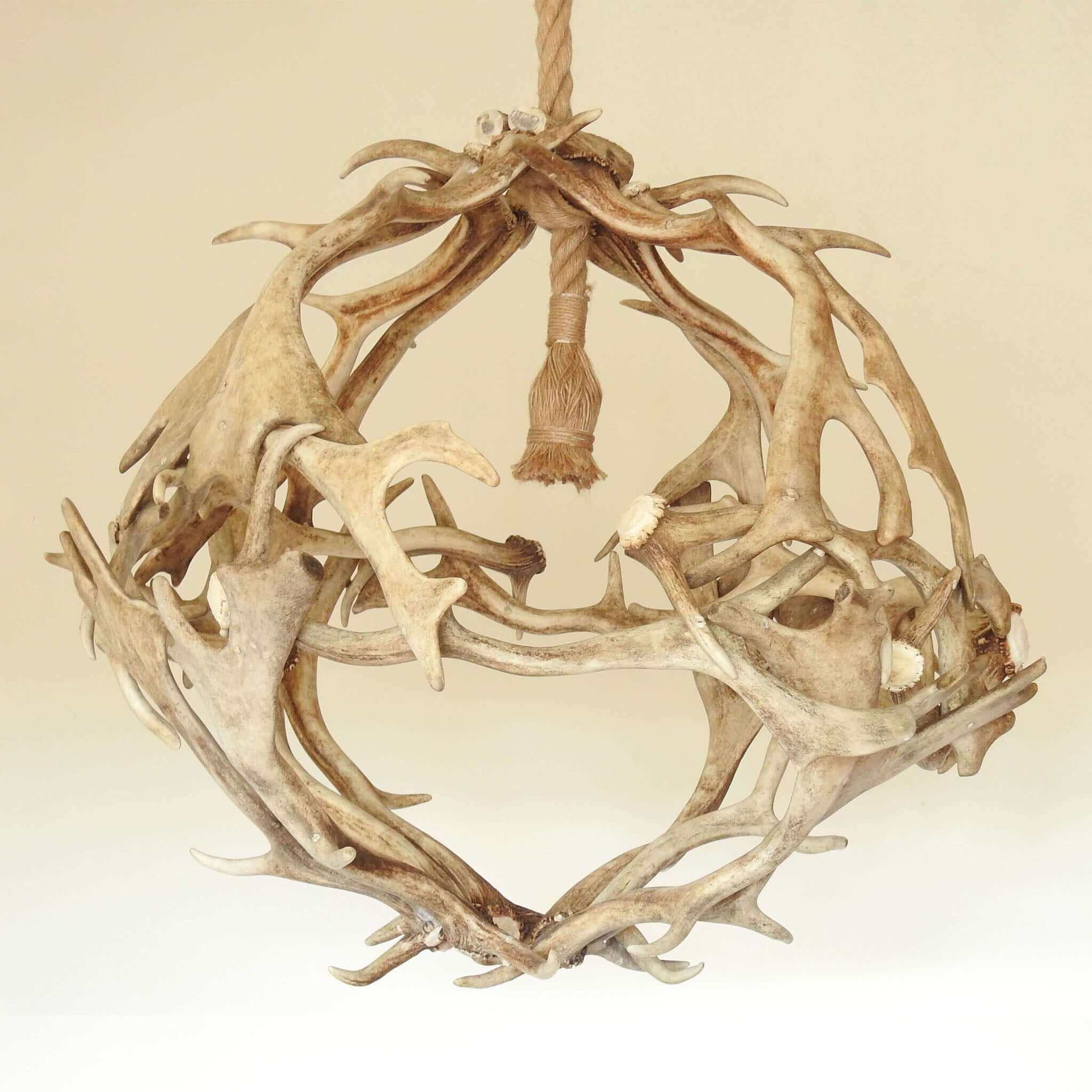 White ball antler chandelier