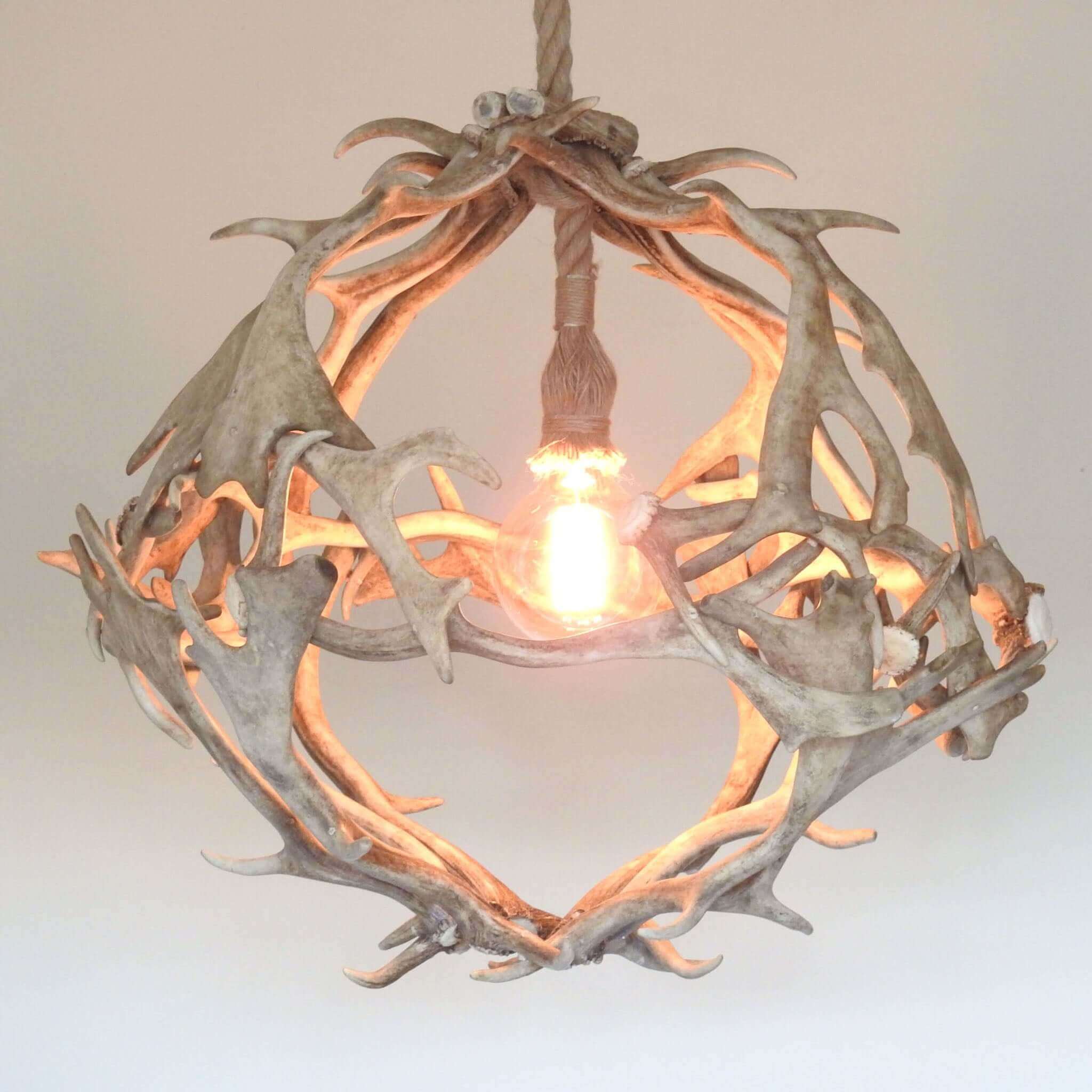 White ball antler chandelier