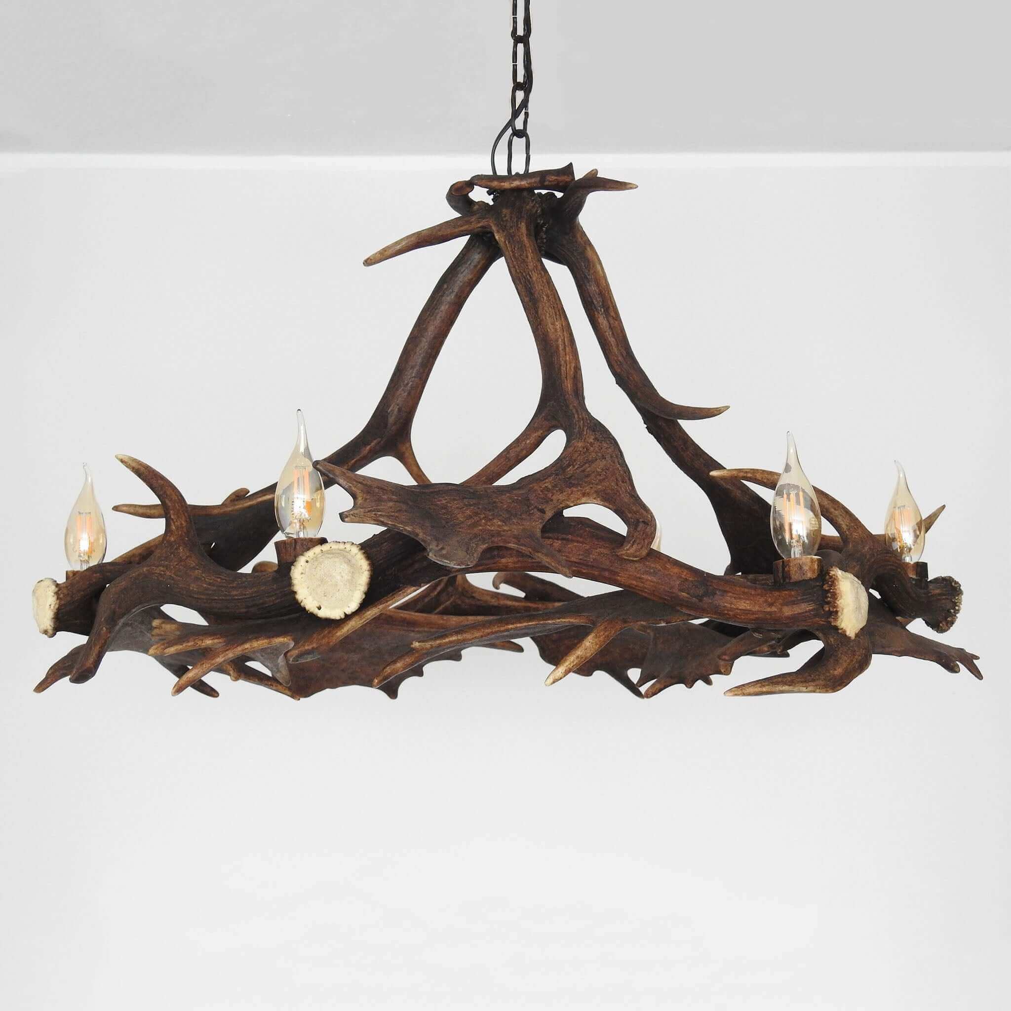 Real rustic antler chandelier with antler sockets