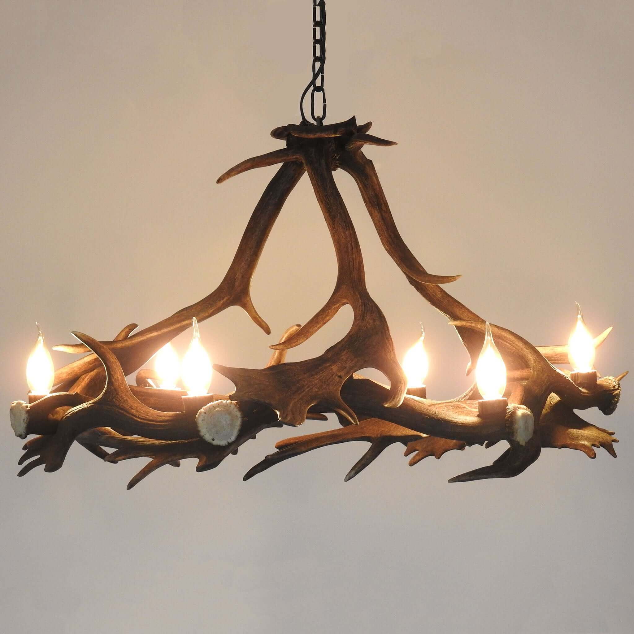 Real rustic antler chandelier with antler sockets