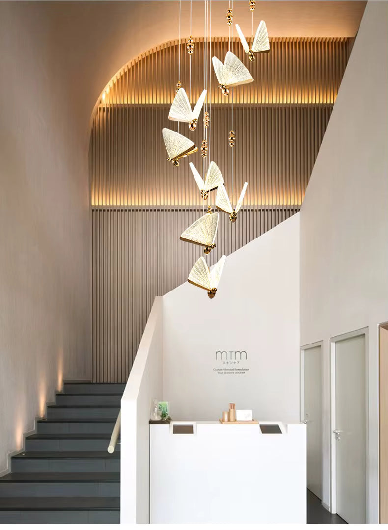 Butterfly design staircase pendant light