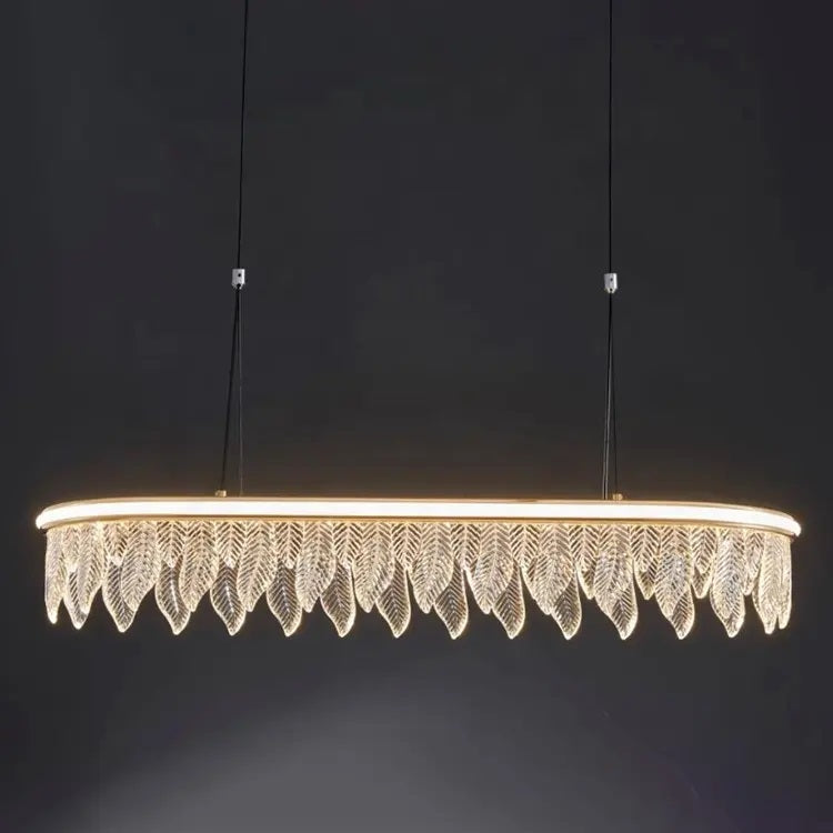 Modern LED crystal chandelier pendant ceiling lamp with gold finish for dining and living room