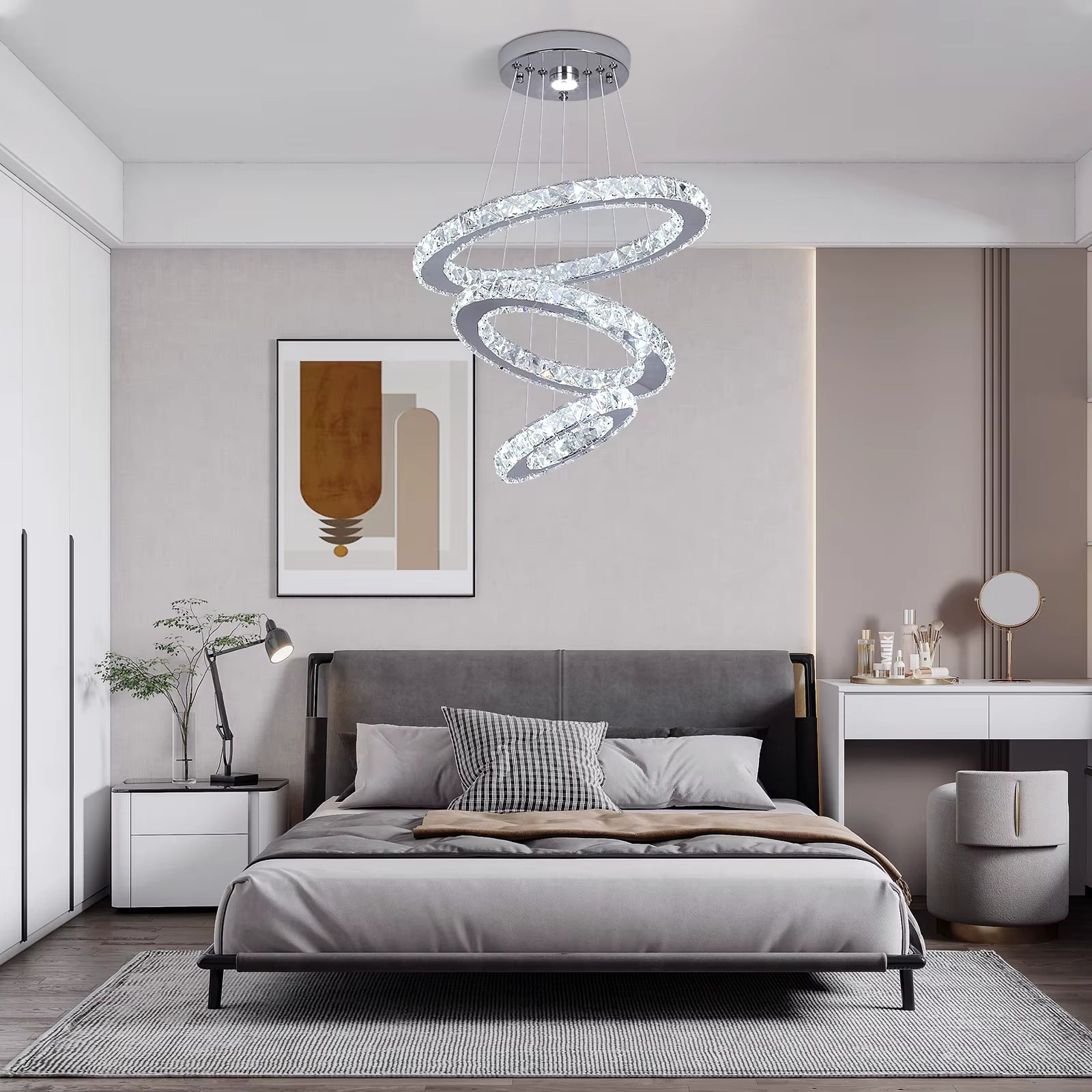 Crystal spiral pendant light