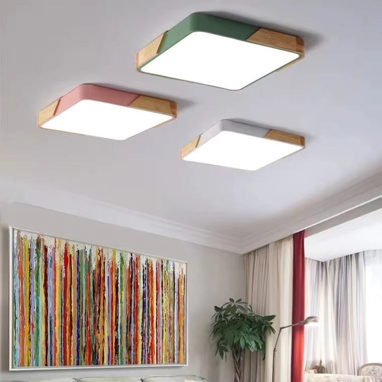 Wooden acrylic ceiling light with changeable light modes