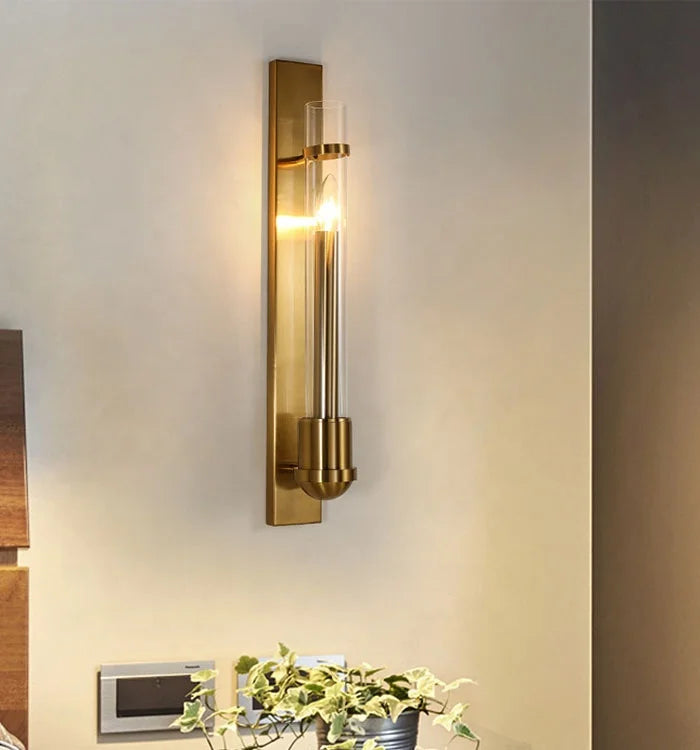 Tall crystal wall light