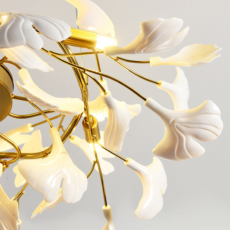 Flower ceiling chandelier modern LED pendant light with artistic golden finish