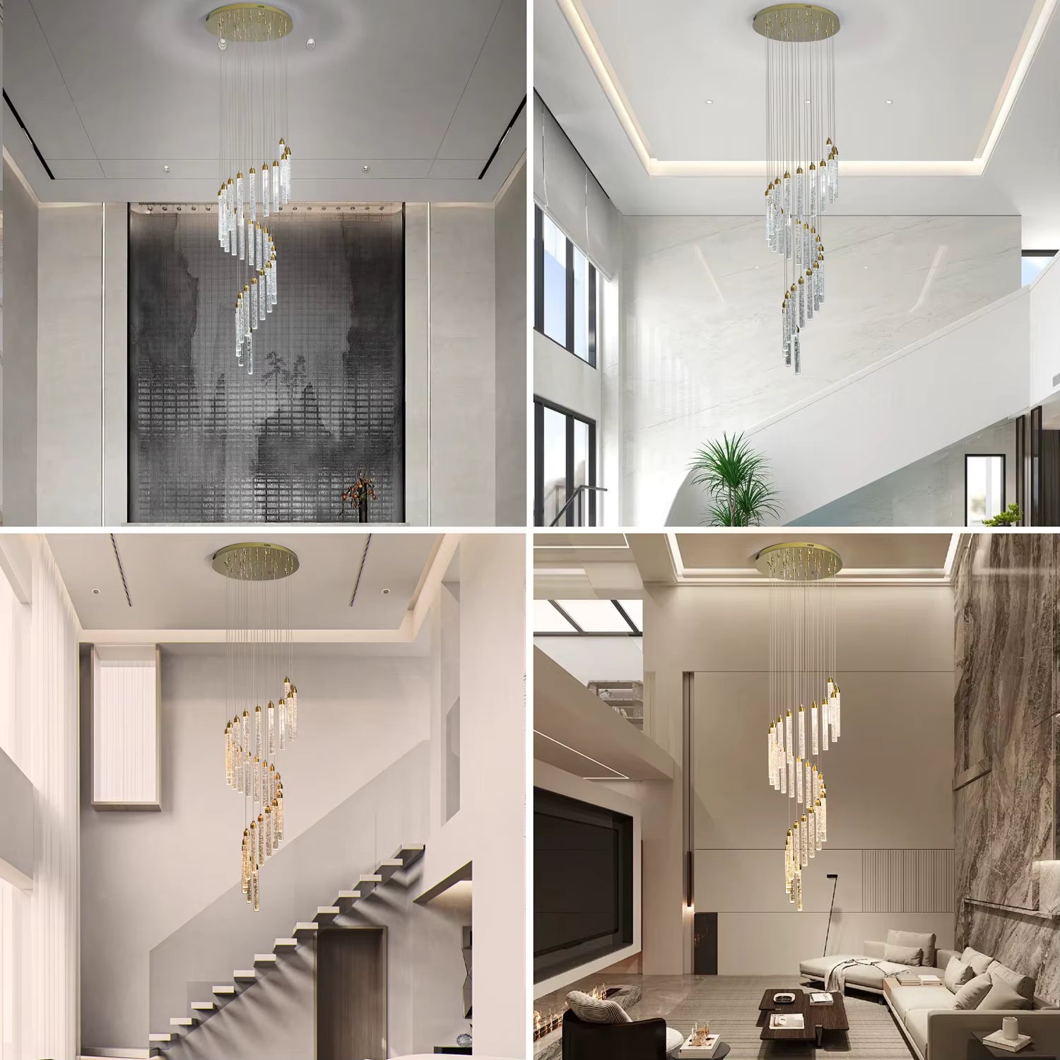 Crystal spiral luxury staircase chandelier
