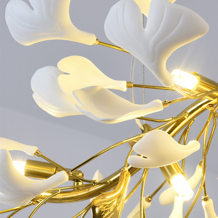 Flower ceiling chandelier modern LED pendant light with artistic golden finish