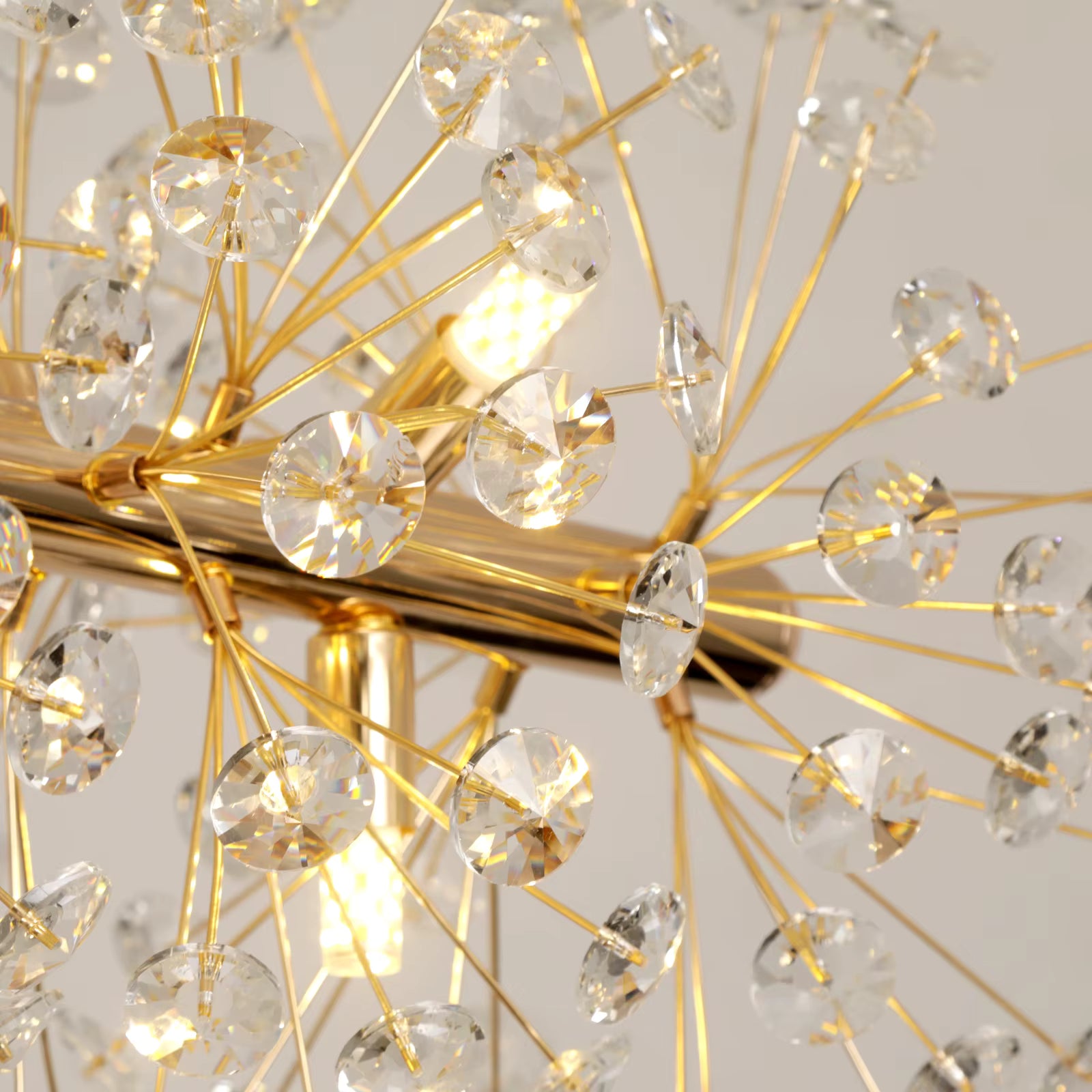 Gold crystal dandelion pendant light for dining room