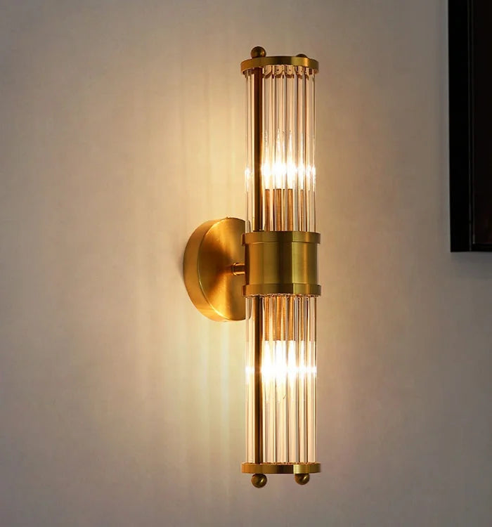 Gold crystal wall light