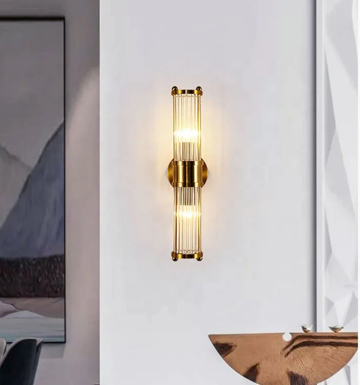 Gold crystal wall light
