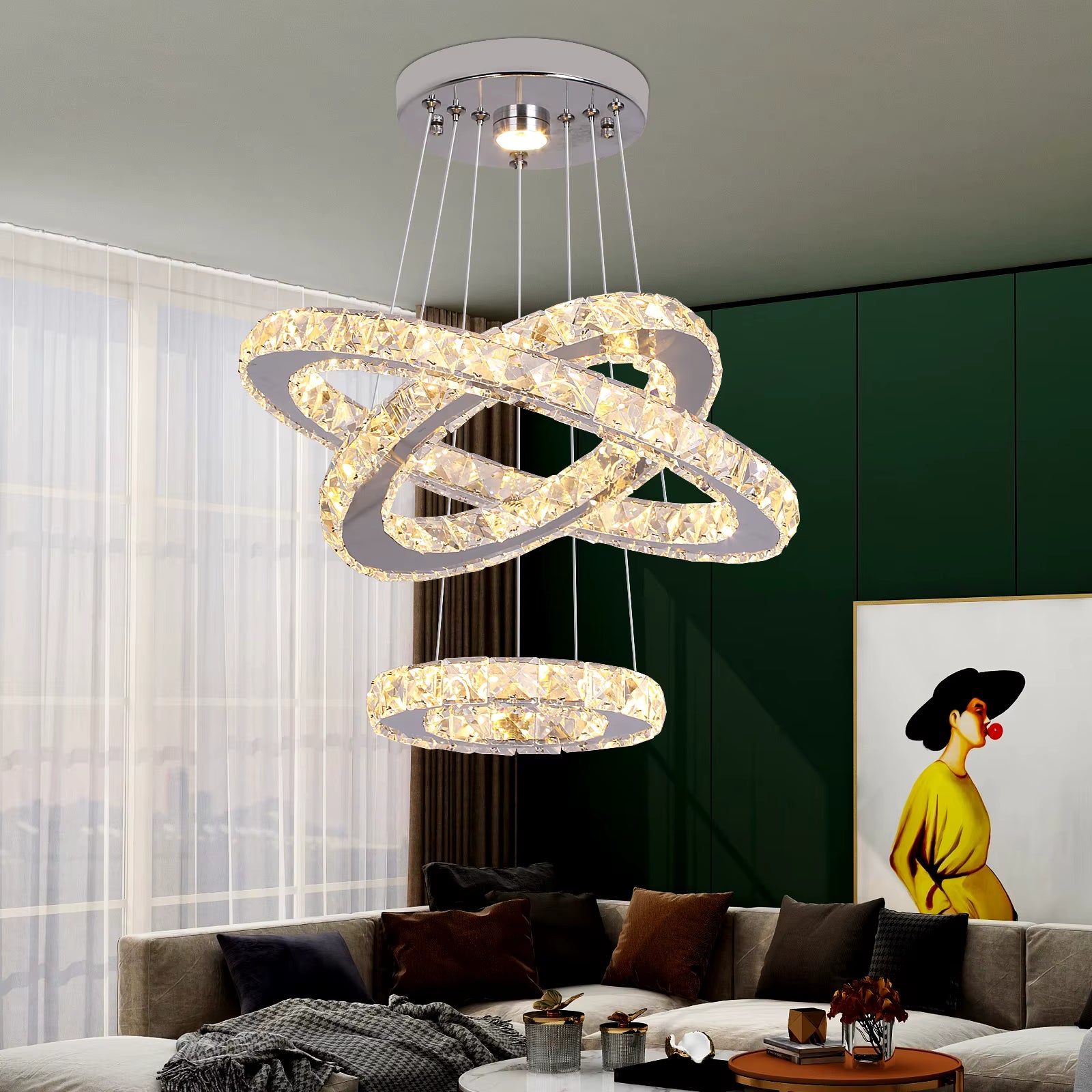Crystal spiral pendant light