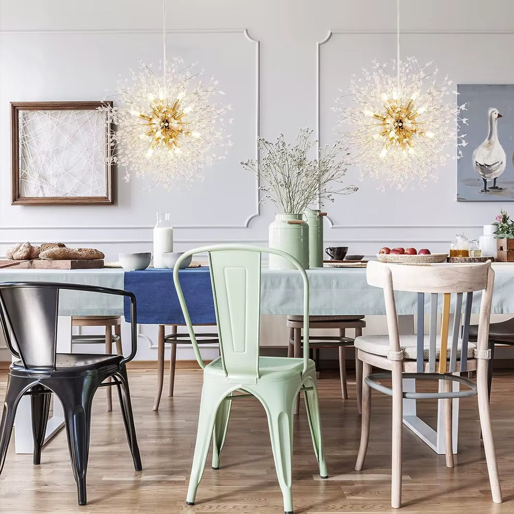 Modern round crystal dandelion pendant light