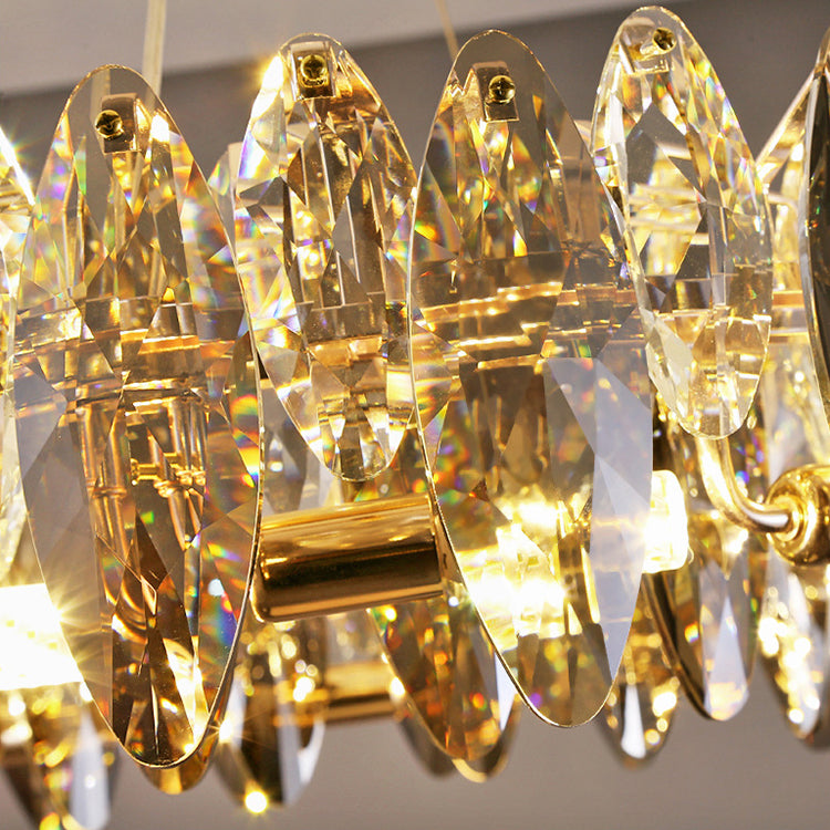 Luxury gold crystal chandelier with round pendant design for dining and living spaces