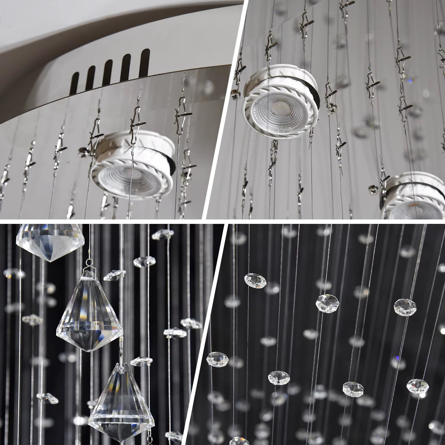 Luxury crystal spiral chandelier for high ceilings
