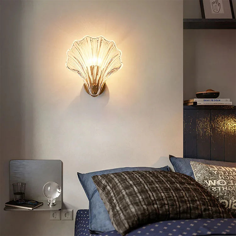 Shell glass wall light