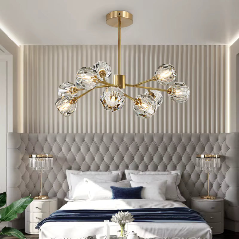 Golden sputnik asymmetric chandelier