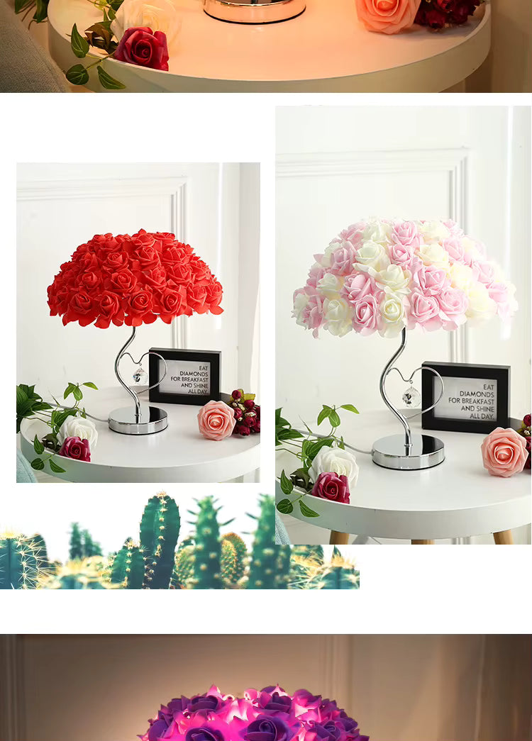 Romantic rose table lamp, warm led night light, home decor gift