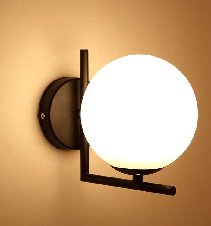 Globe glass wall light