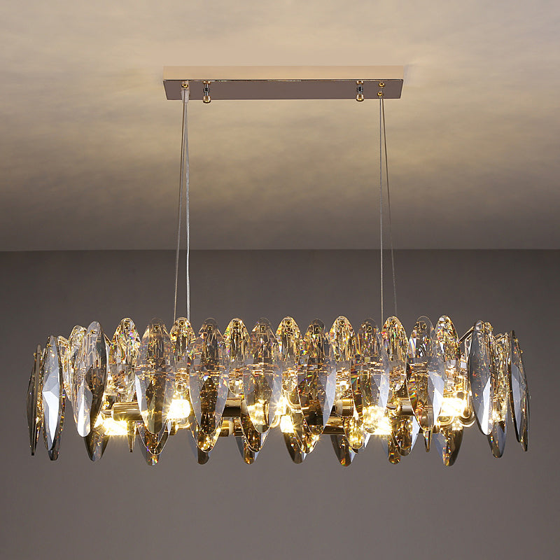 Luxury gold crystal chandelier with round pendant design for dining and living spaces