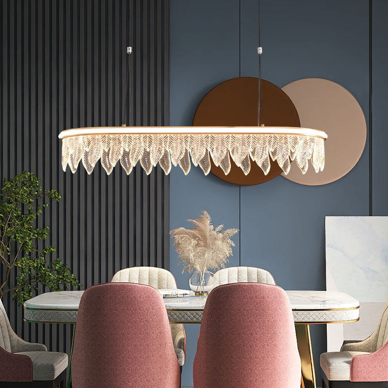 Modern LED crystal chandelier pendant ceiling lamp with gold finish for dining and living room