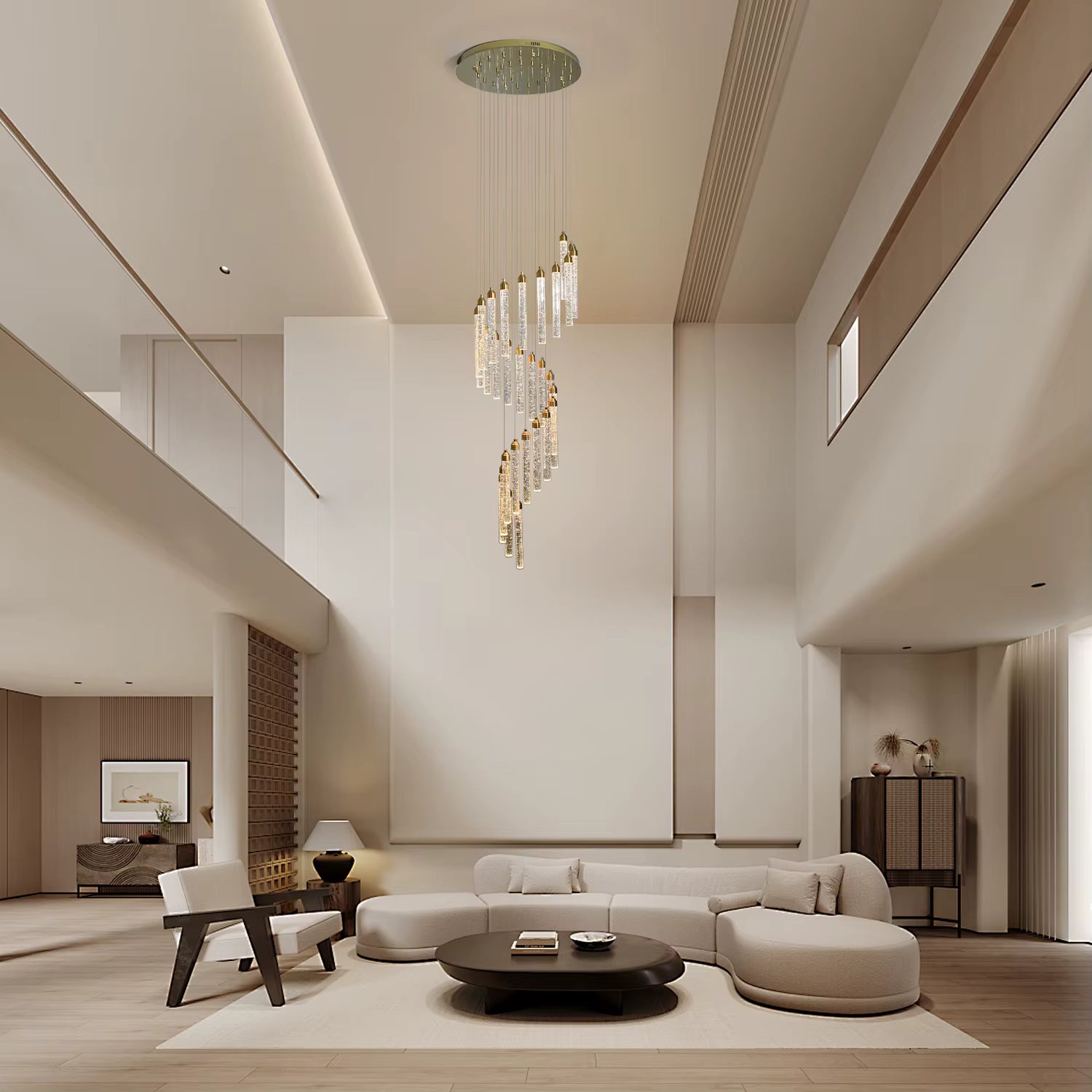 Crystal spiral luxury staircase chandelier