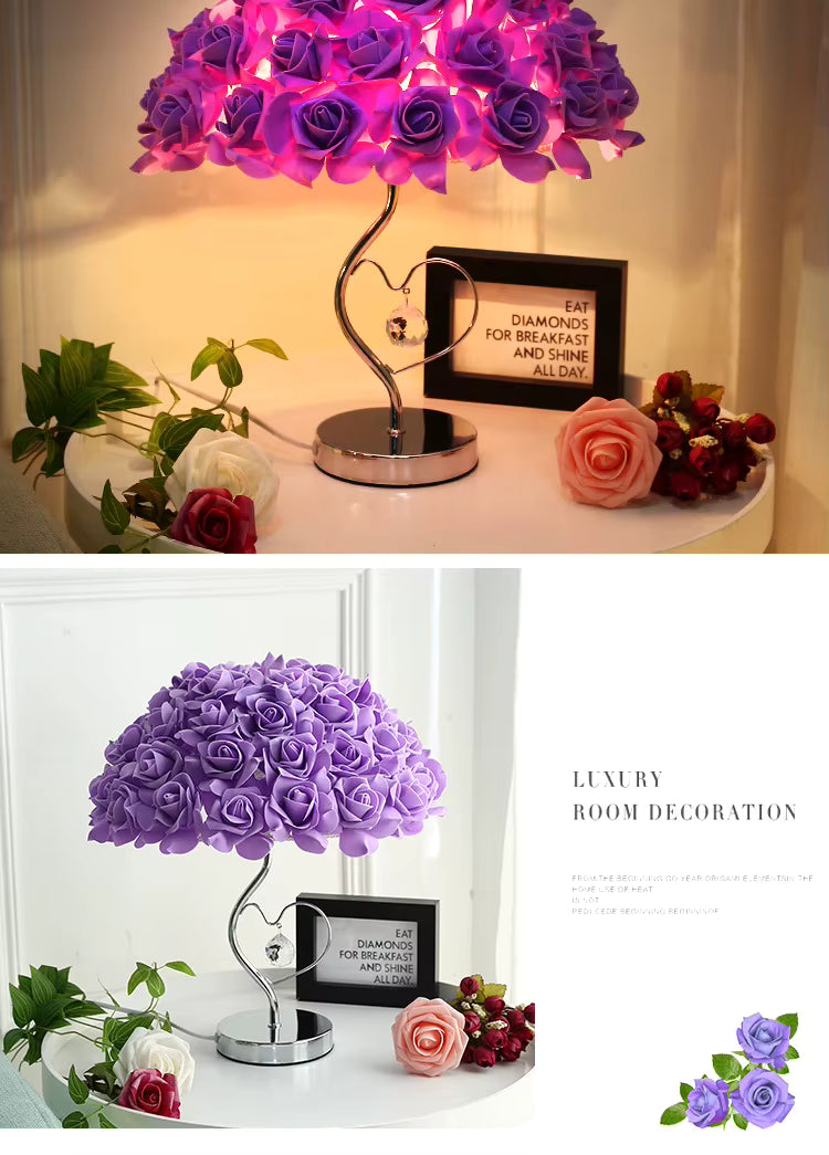 Romantic rose table lamp, warm led night light, home decor gift