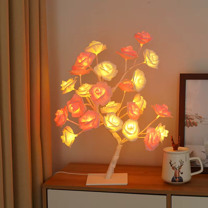 Warm led table lamp, modern design, cozy home decor