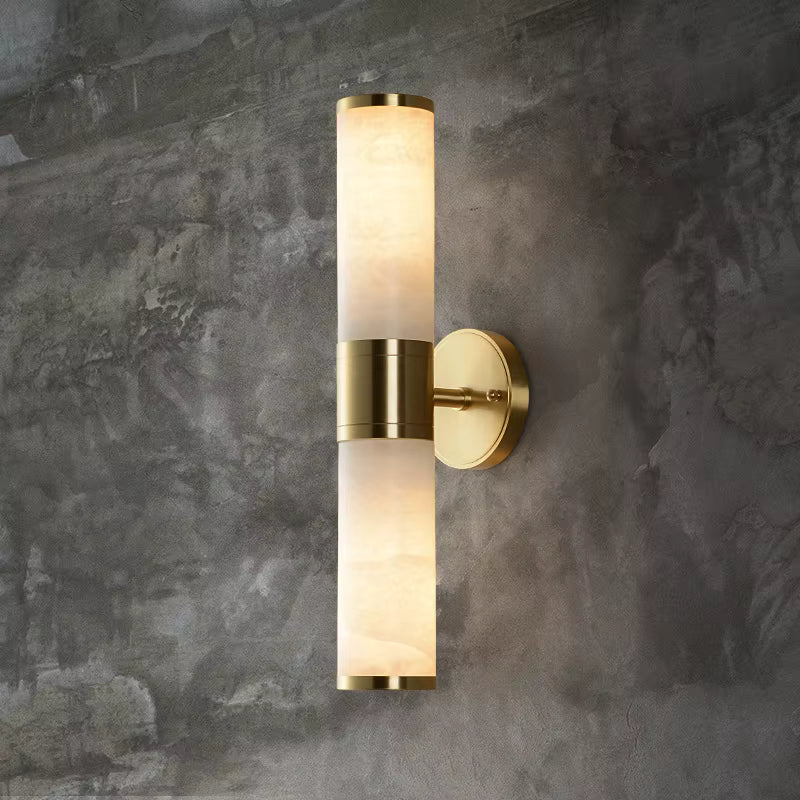 Sage brass and stone wall light