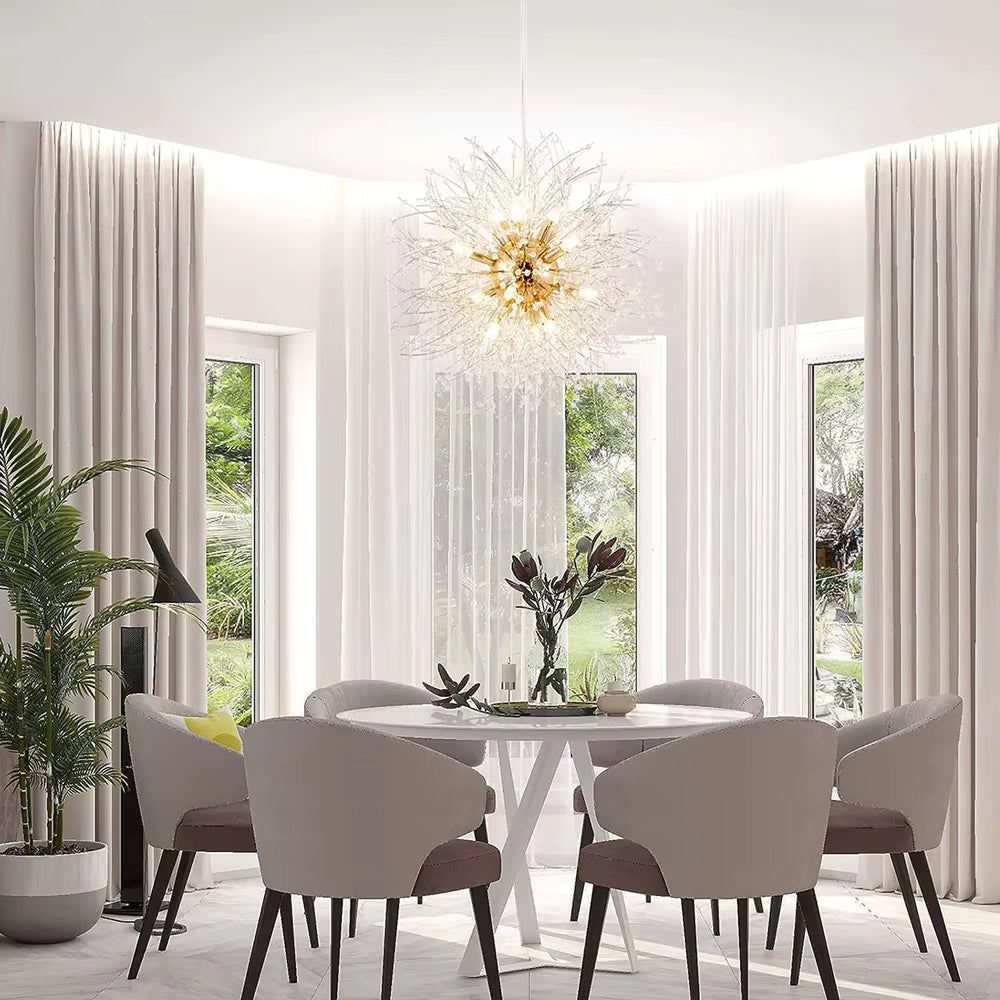 Modern round crystal dandelion pendant light