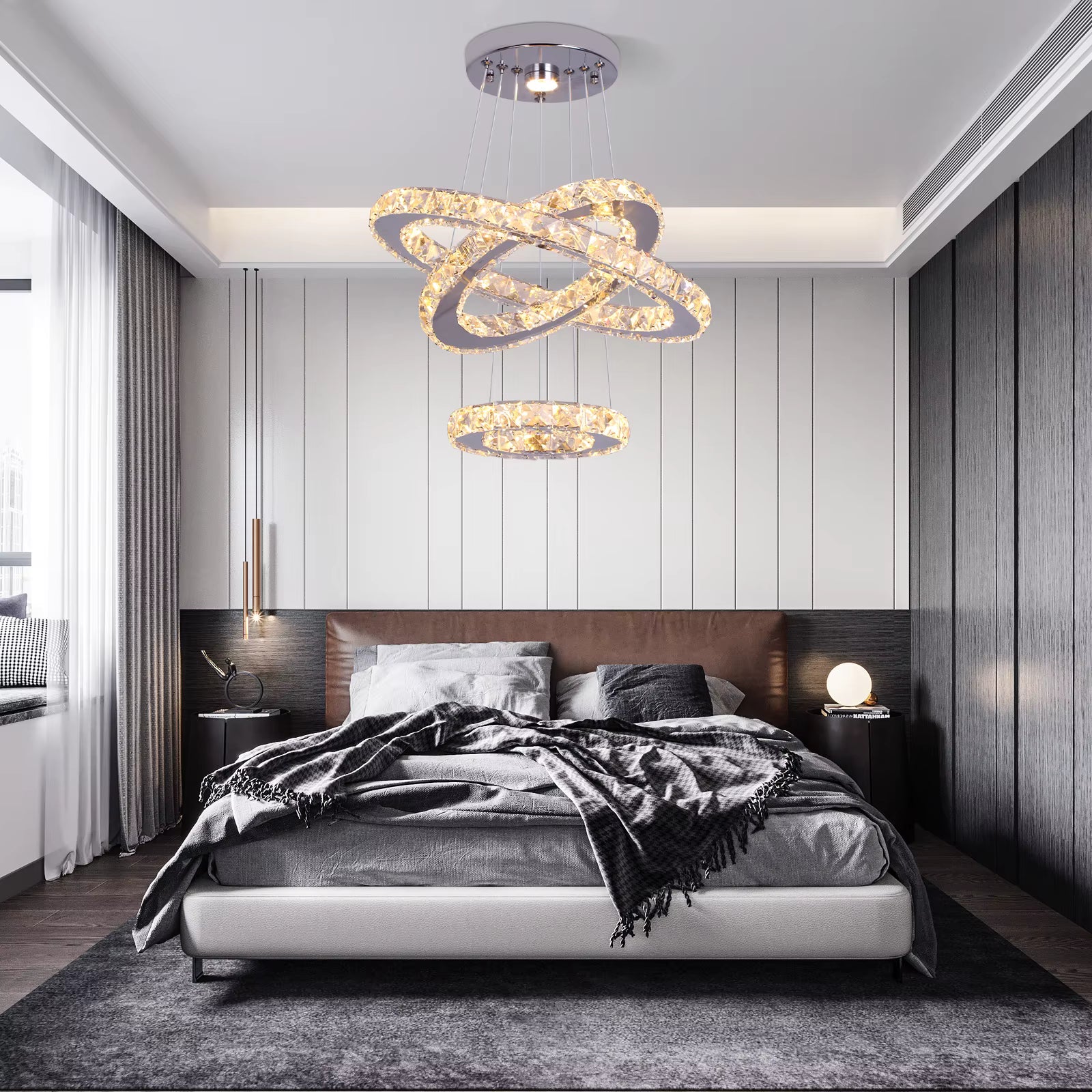 Crystal spiral pendant light