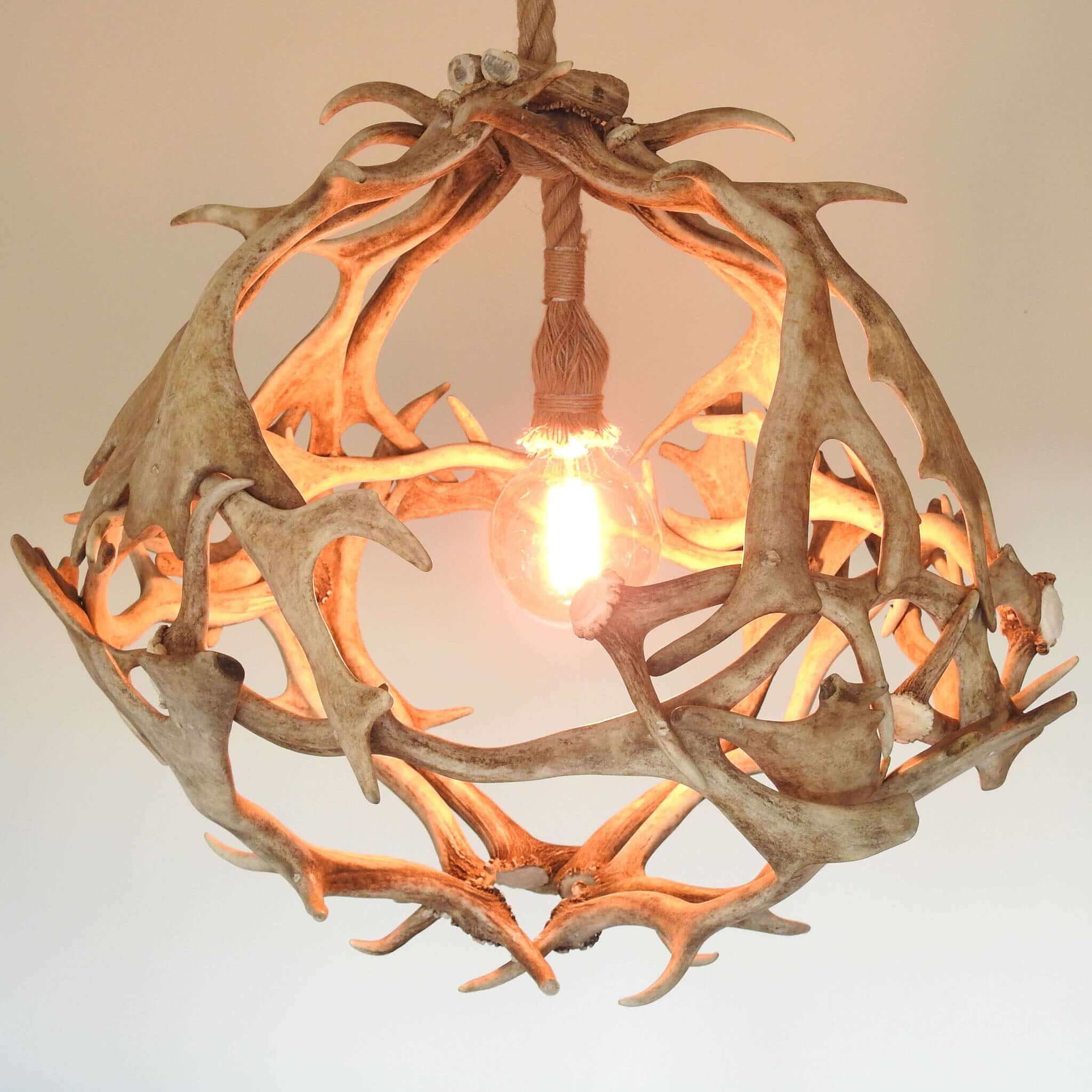 White ball antler chandelier