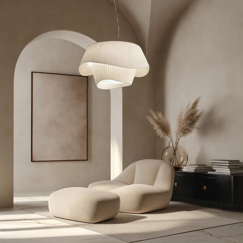 Noosa pleated pendant light, modern sculptural ceiling lamp, dimmable interior lighting