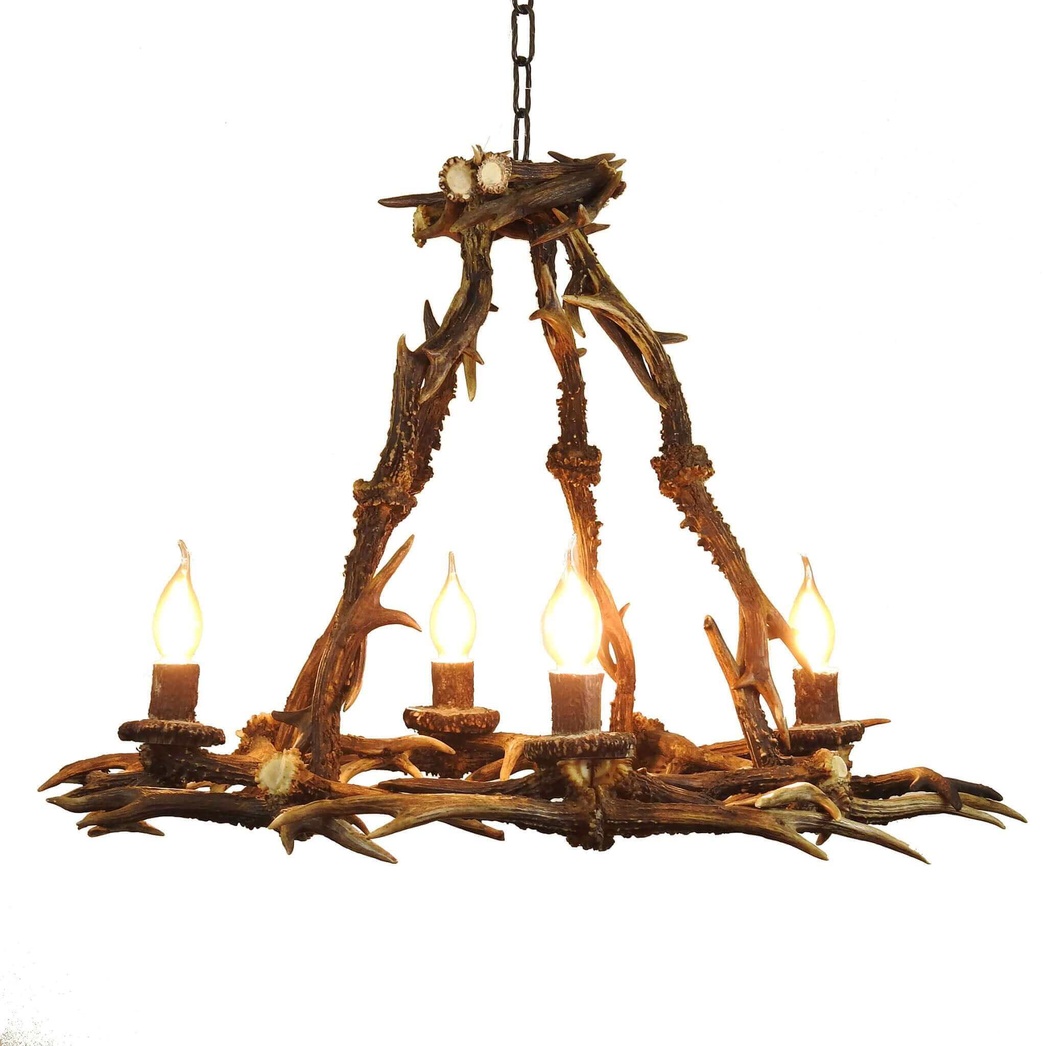 Roe deer antler chandelier for 4 lights