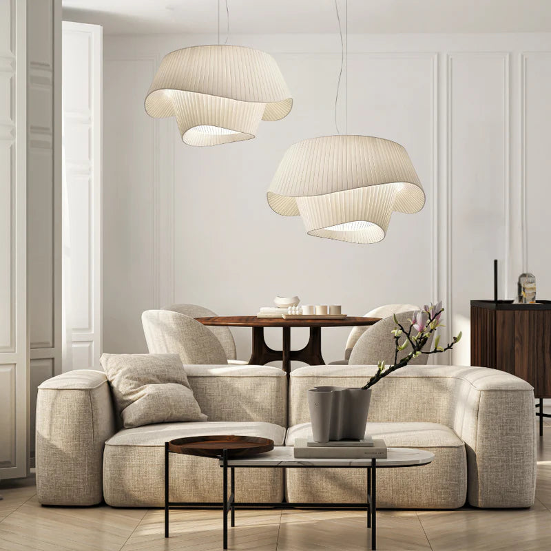 Noosa pleated pendant light, modern sculptural ceiling lamp, dimmable interior lighting