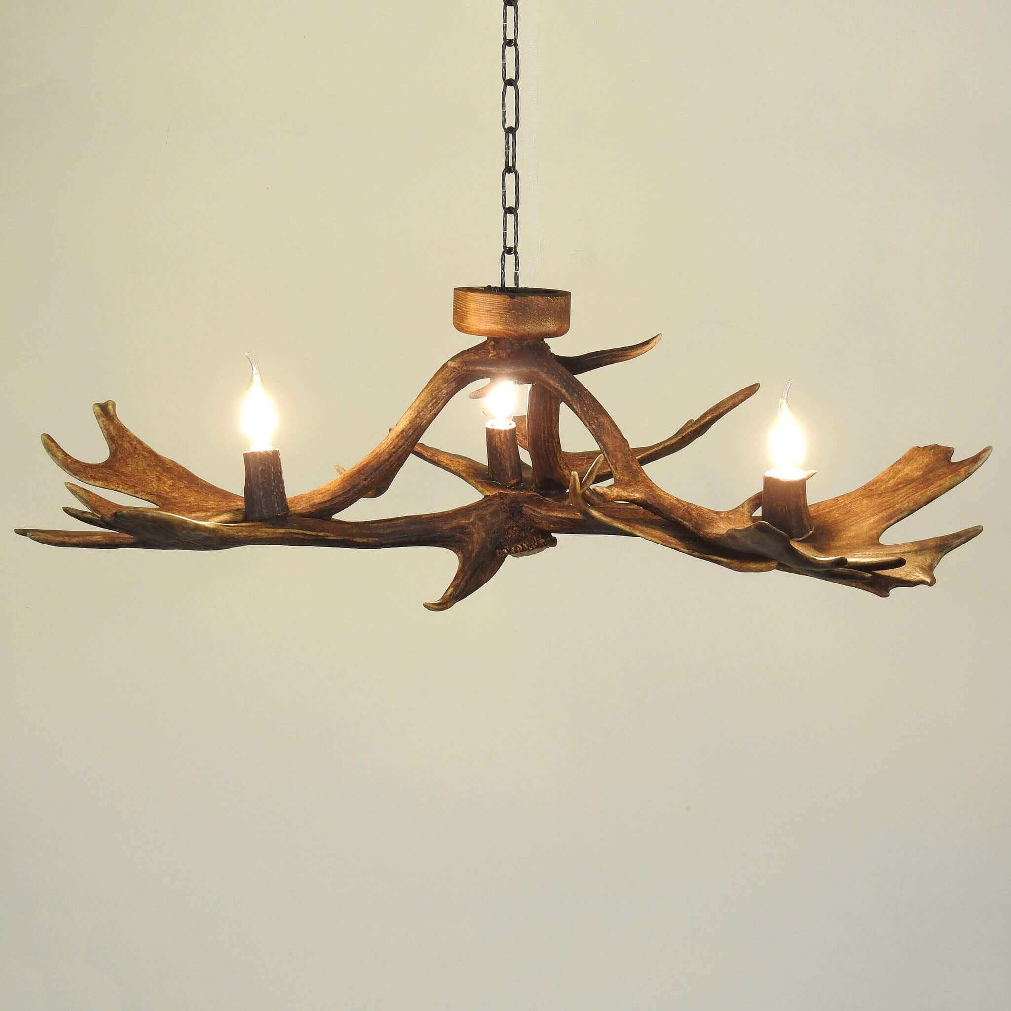 Real low ceiling antler chandelier with antler sockets