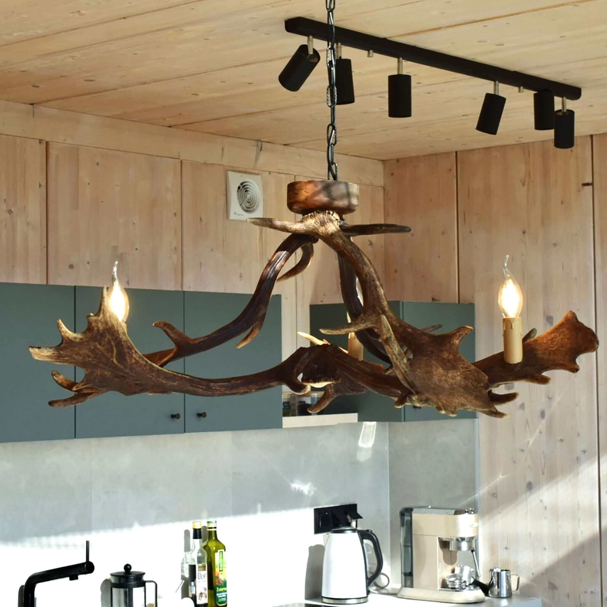 Real low ceiling antler chandelier